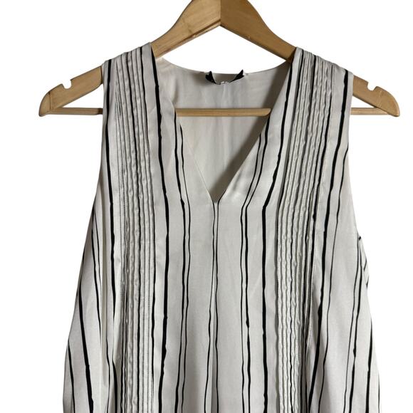 3.1 Phillip Lim High Low Painted White Striped Sleeveless V-Neck Midi Dress 2 - Picture 5 of 15
